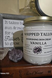 VANILLA Whipped Tallow Skin Cream Grass-Fed Tallow Face Moisturizer All Natural Non-Toxic Lotion Body Butter 2oz 4oz 9oz 16oz