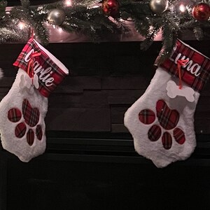 Chaussette De Noël Personnalisée Pour Chien - Brodée Au Nom, Motif Patte, Environ 39cm, Cadeau Pour Animaux