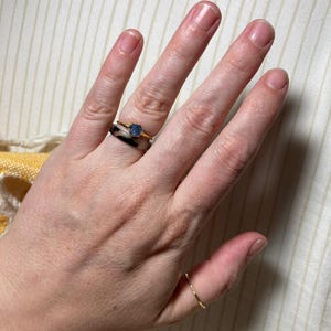 Customer photo from Caitlin, Dainty Raw Sapphire Ring in Yellow Gold