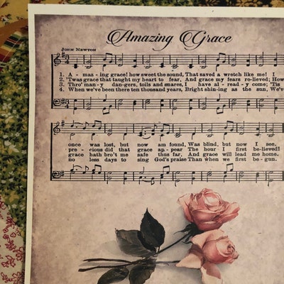 Vintage Amazing Grace Print, Printable Vintage Sheet Music, Instant ...