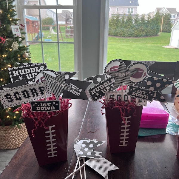 DIY Football Pennant Printables, Black and White, Football Centerpiece ...