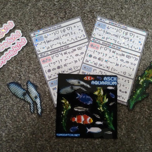 Kaomoji / ASCII / Pictochat Sticker Sheet - Hand Made - Holographic ...