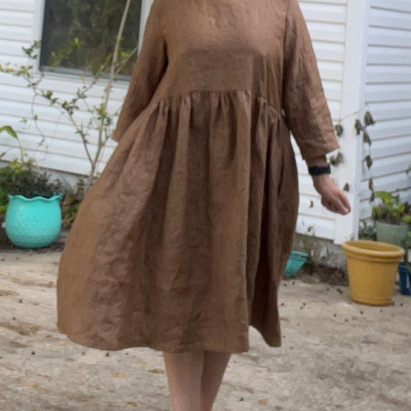 Women's Dress Sewing Pattern, Beginner Friendly Linen Dress PDF Pattern