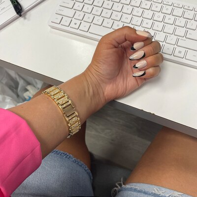 Black and Silver Press on Nails Almond Press on Nails - Etsy