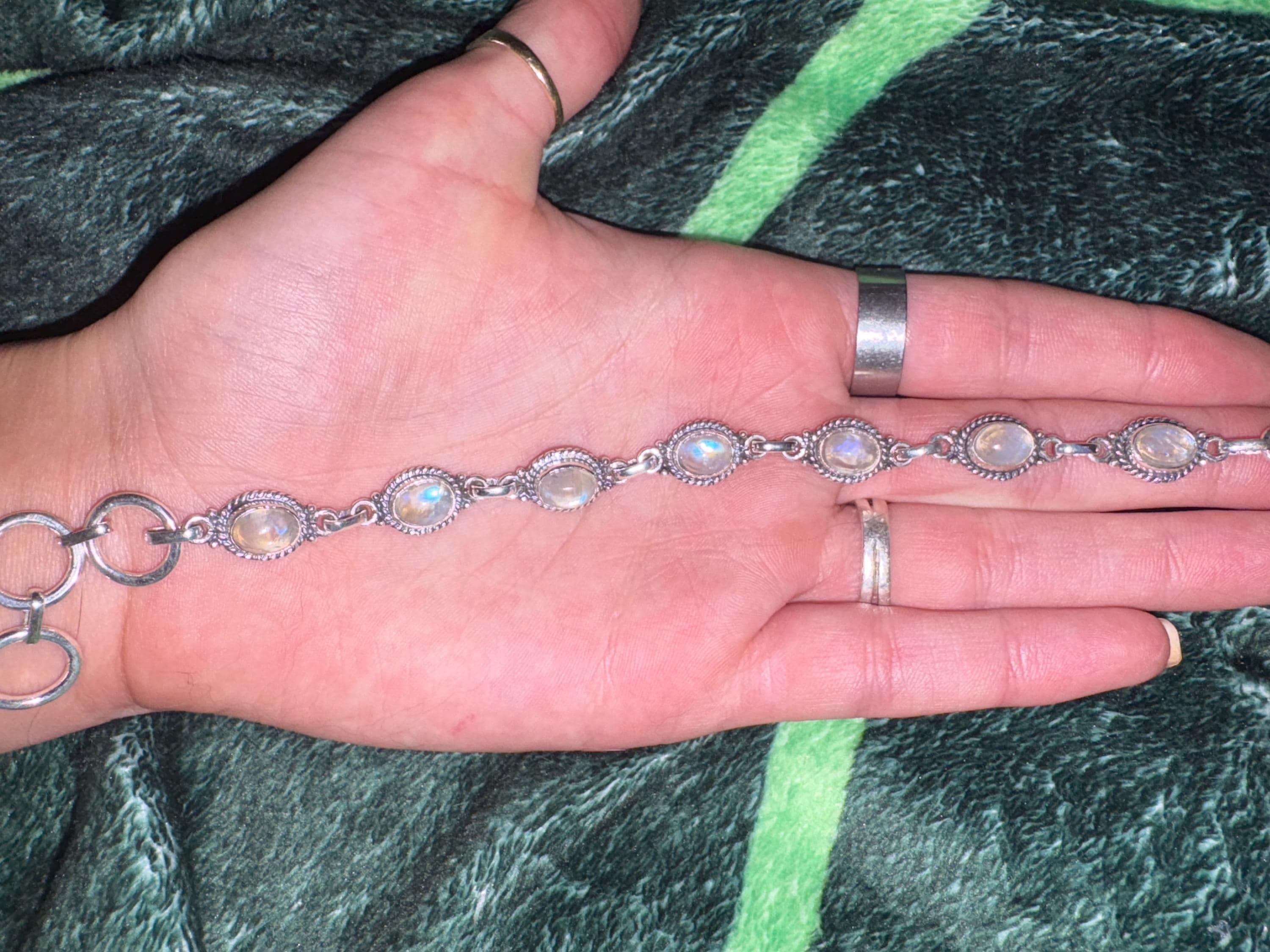 Natural Rainbow Moonstone 925 Sterling Silver Oval Shape Adjustable Bracelet, Gemstone Jewelry, Tennis Bracelet, Gift For Her, Gift For Love
