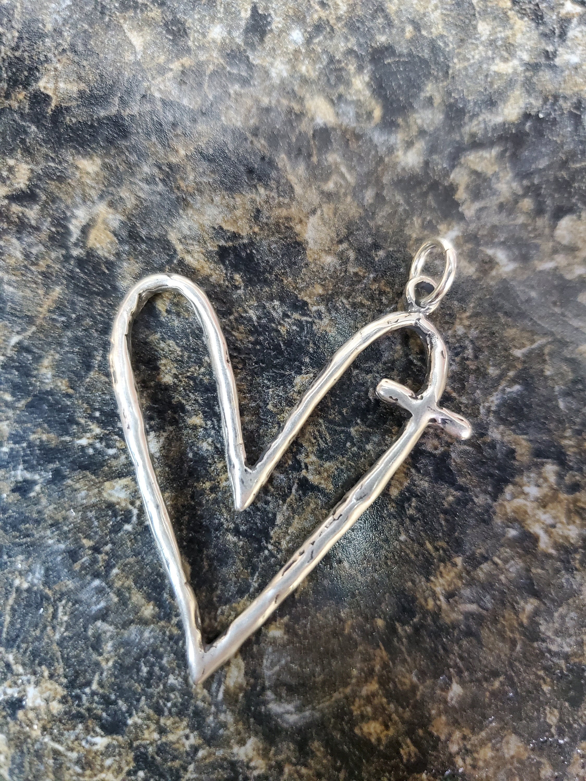 Anhänger Ewige Liebe, Sichtbarer Glaube, Sterling Silber Schmuck, christlich, handgefertigt, Kreuz, Herz