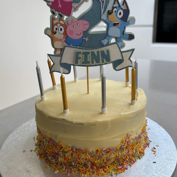 BLUEY FAMILY Cake Topper Birthday Personalised Girls Name Age This