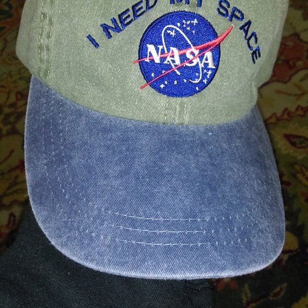 I NEED MY SPACE Nasa Meatball Embroidered 100% Cotton Cap - Olive Navy ...