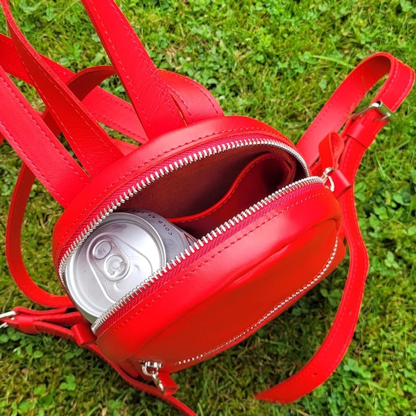 Small Women Leather Backpack / Mini Red Backpack Purse, Toddler ...