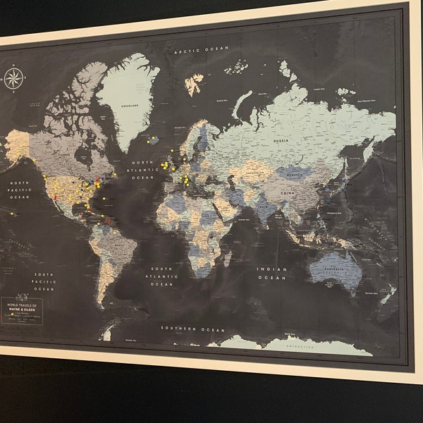MISS MAPS Grote wereldkaart van hout, 3D-wandkaart, reiskaart