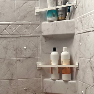 RV Camper Travel Trailer Bathroom Stick on Shower Corner Storage