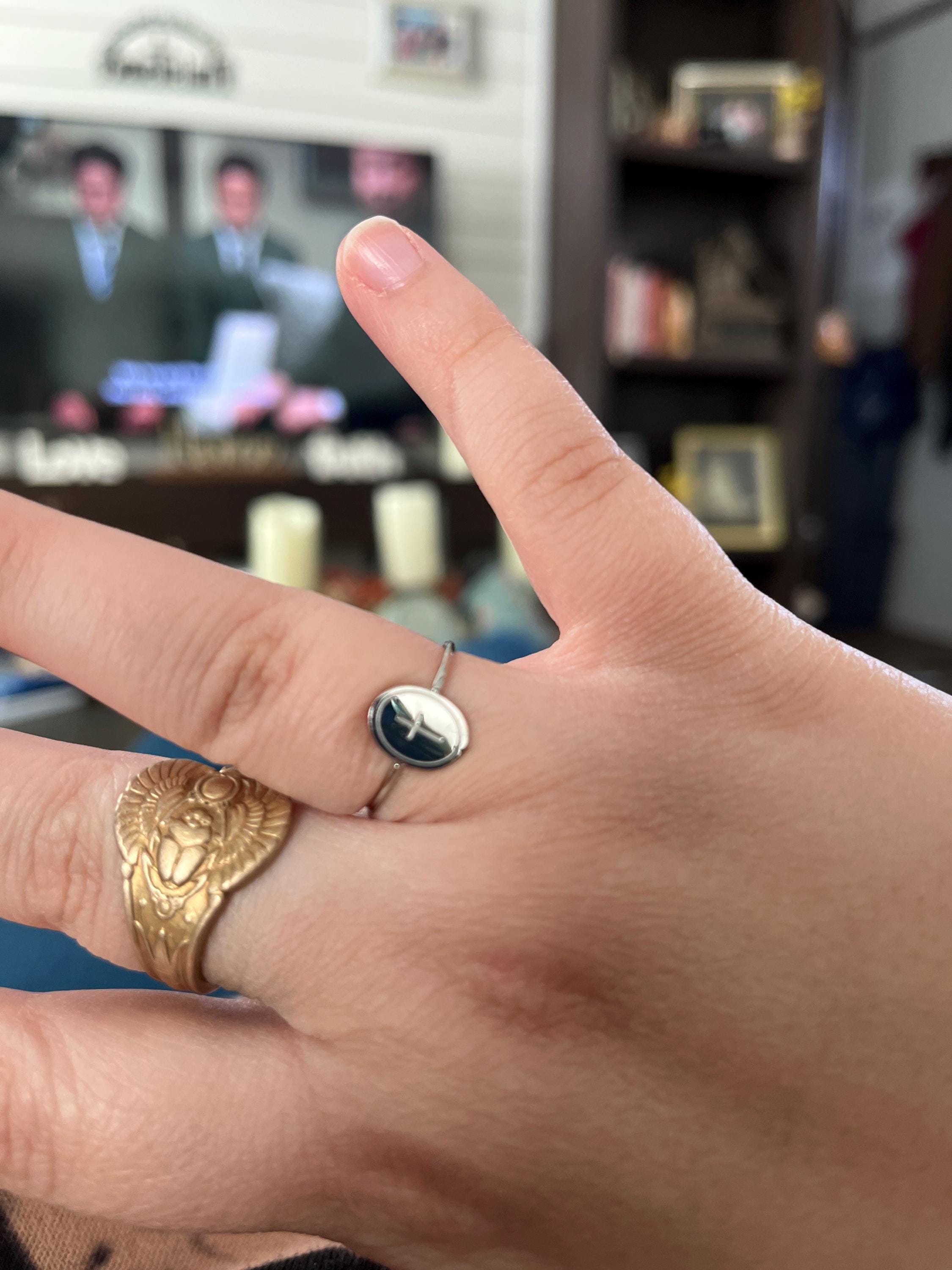 Ovaler Kreuzring, Erbstück Kreuzring, christliches Schmuckgeschenk, Schriftring, Glaube Schmuck, christliches Geschenk, Jesus Schmuck, Gold Kreuz Ring