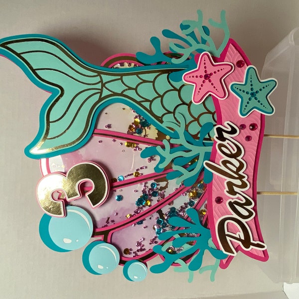 Mermaid Cake Topper and Gable (favor) Box | DIGITAL SVG DOWNLOAD - Etsy