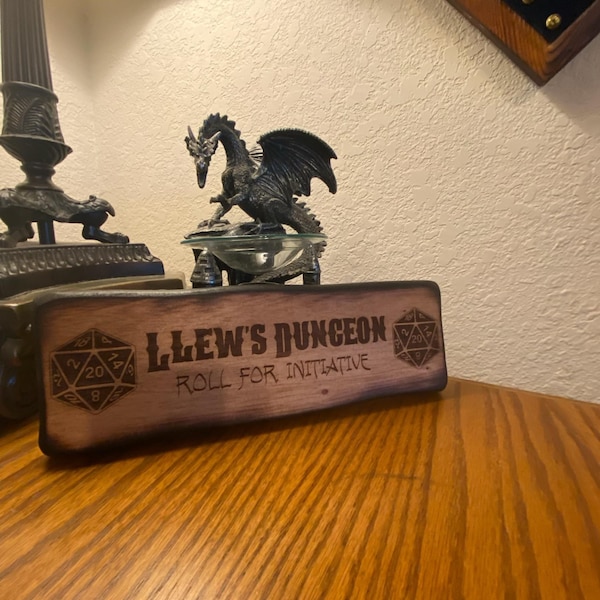 Personalized Rustic Dnd Wood Sign - Dungeons and Dragons - Roll for ...