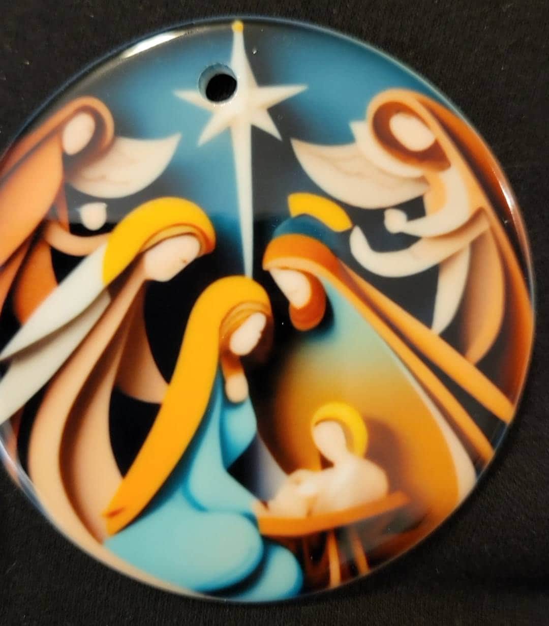 Nativity Christmas Ornament, Christmas Holiday Decorating, Jesus Ornament, Unique Christmas Decoration, Colorful Christmas Ornament