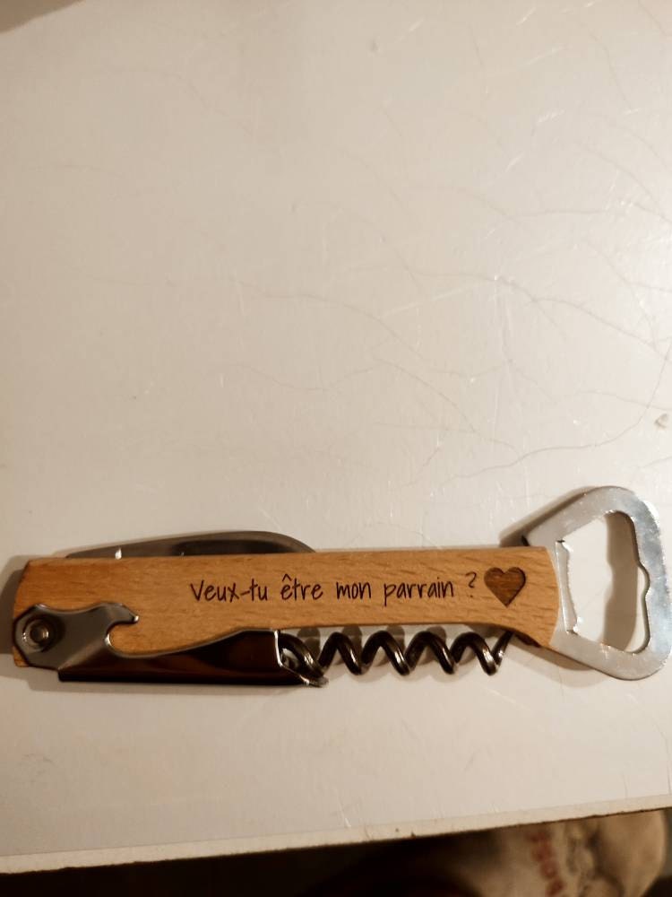 Personalized lemonade maker / Bottle opener knife Corkscrew / Father&#39;s Day gift godfather godmother / Witnesses Birthday Christmas Wedding