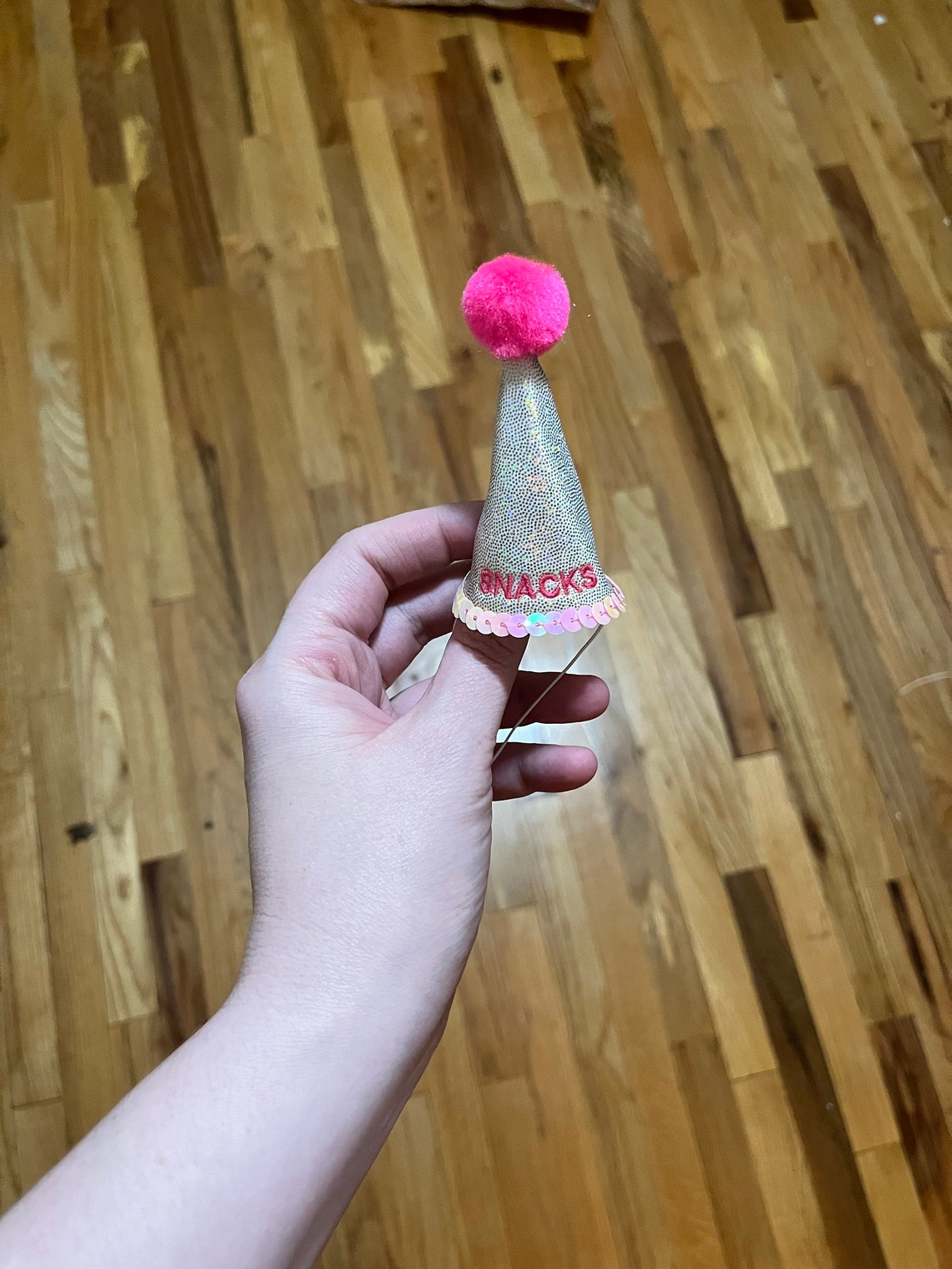 Customer photo of a pet with the First Birthday hat and matching tie or bow