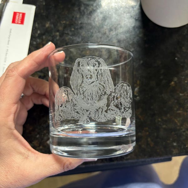 Jeweled Stemless Wine Glass- Dog Mom