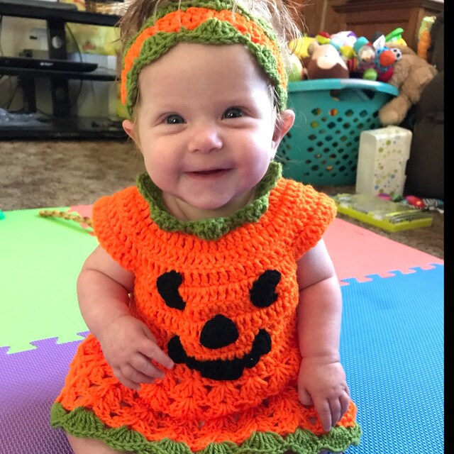 Crochet baby cheap pumpkin costume