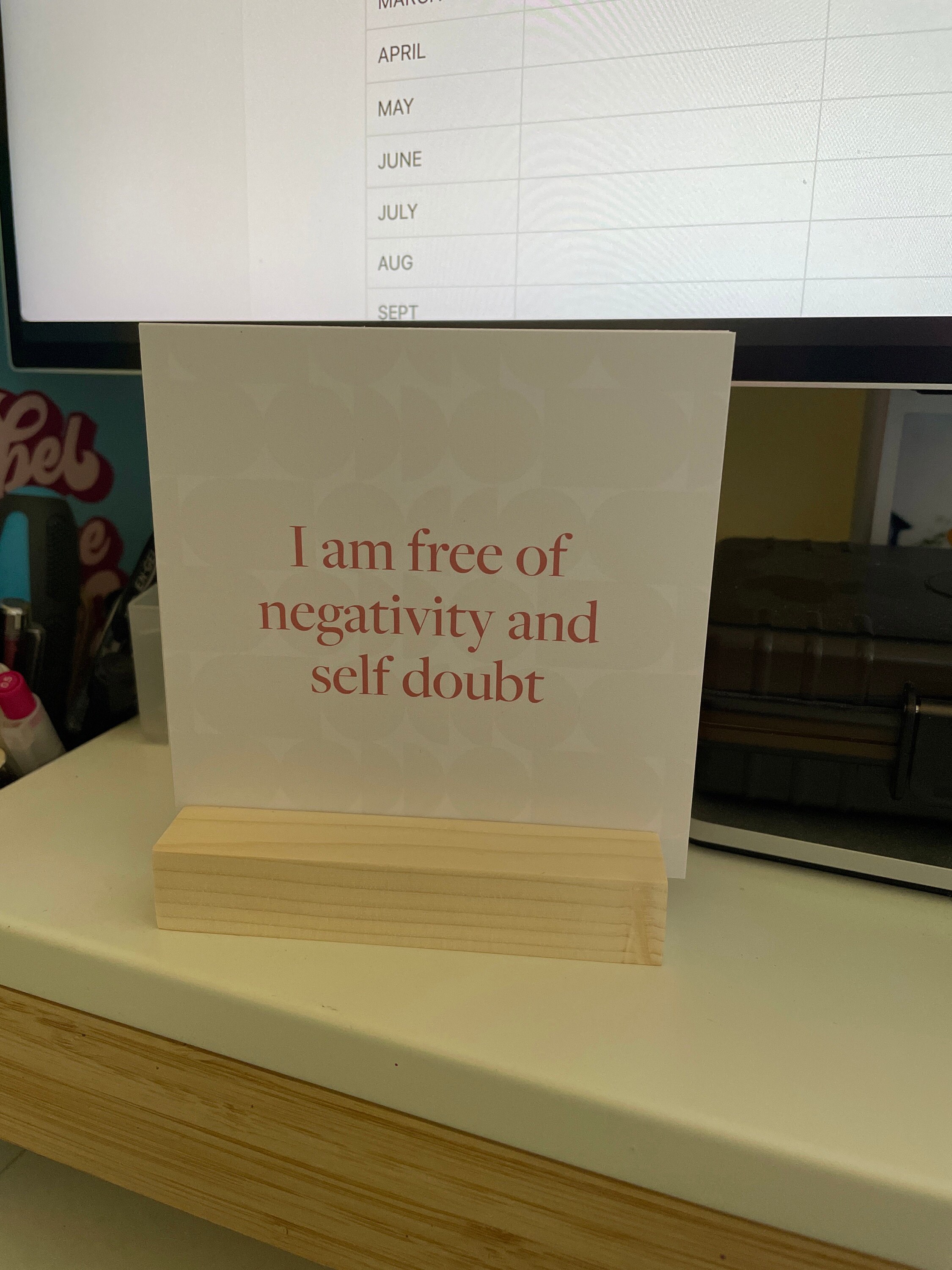 Positive Affirmations Daily Quote Cards with Stand, Affirmation Card Pack, Inspirational Prints, Vision Board Quotes, Office Desk Accessory