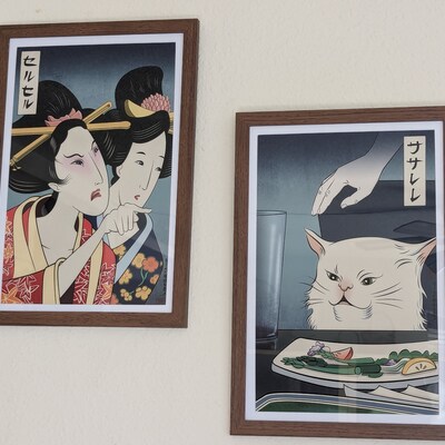 Woman Yelling at Cat Ukiyo-e Style Set of 2 Giclee Prints OFFICIAL ...