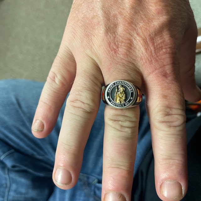 Anillo De Sello De Plata Para Hombre De San Cristóbal, Joyero
