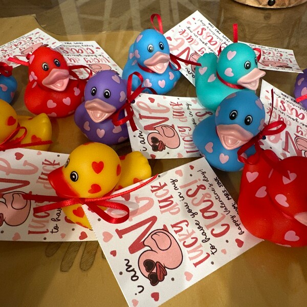 Valentine Rubber Duck Gift Tag Printable, Lucky Duck, Classroom Favor ...