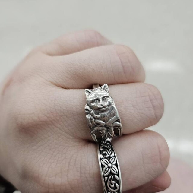 繊細な925スターリングシルバー製「My Little Kitty Cat」の調節可能な