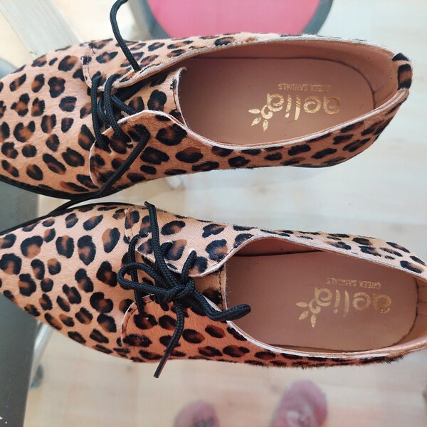 Leopard animal print women shoes unique leather women shoes made in