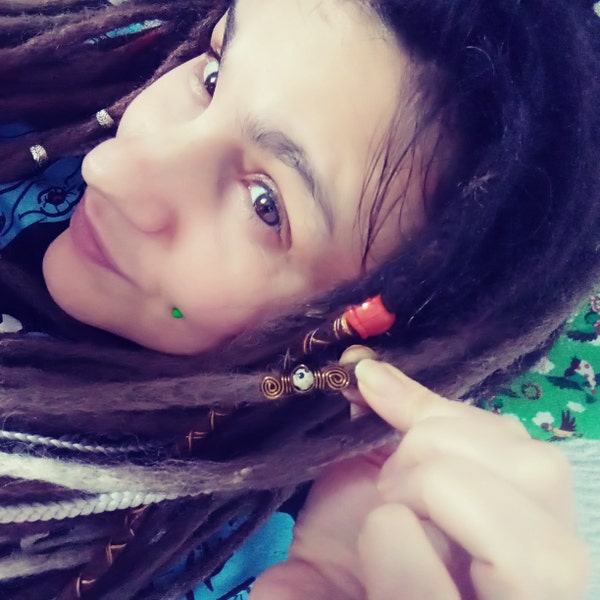 Sea Dread Jewelry With Snail Shells and Ocean Jasper, Set of Dreadlocks ...