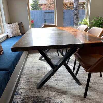 Metal Dining Table Legs set of 2. Industrial Steel Table Legs. Kitchen ...