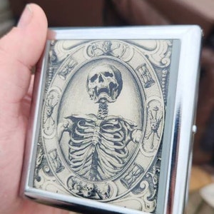 Memento Mori Cigarette Case Business Card ID Holder Wallet Goth