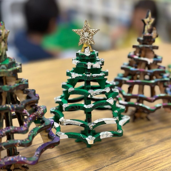 Christmas Tree Kit. Miniature Wooden Desktop Tree Made From a Single ...