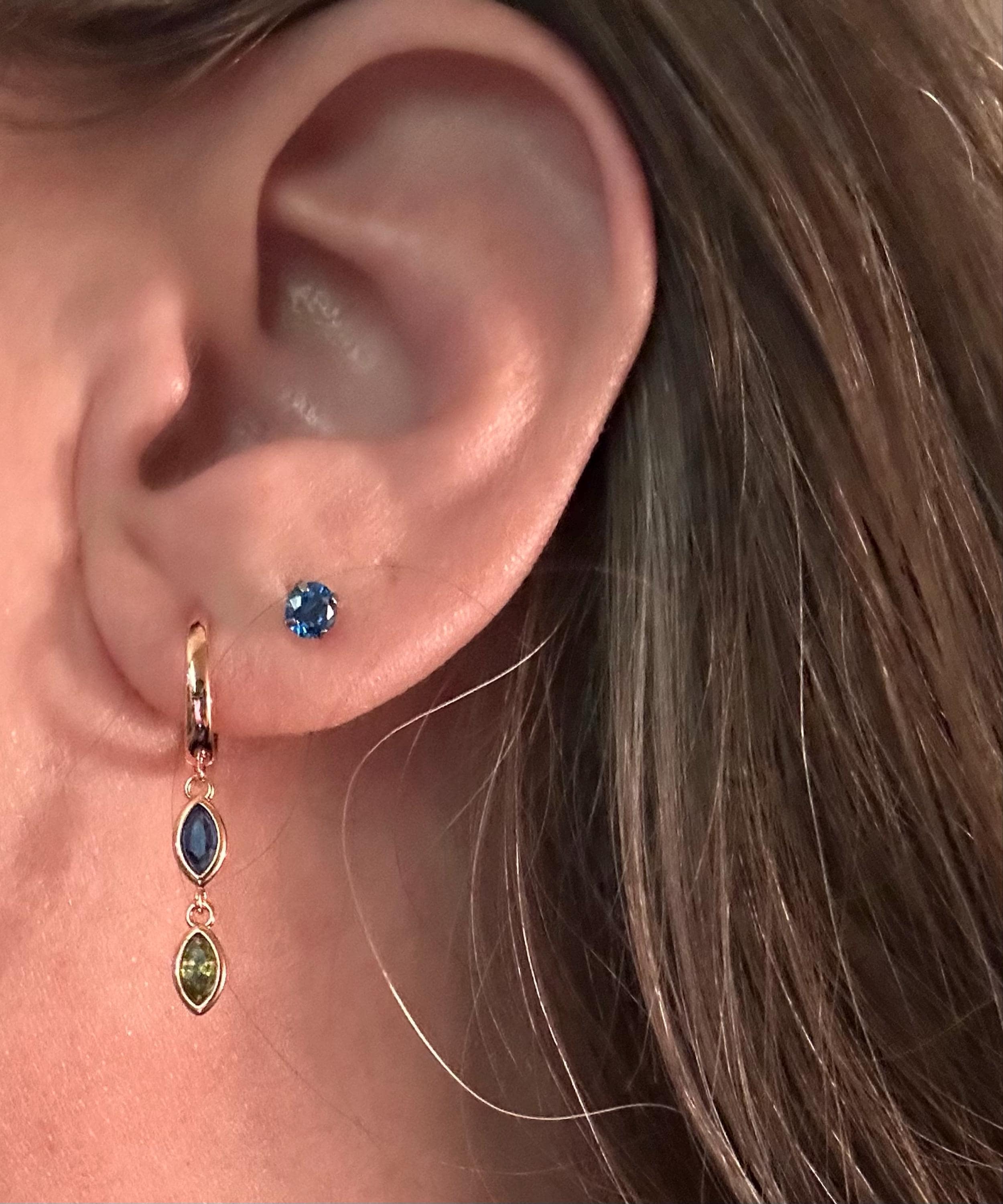 Custom Leaf Birthstone Earrings, Daily Earring, Diamond Dangle Earrings, Birthday Gift, Grandma Gift for Mom, Mothers Day Gift for Her