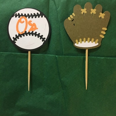 Baseball &amp; Glove Cupcake Toppers, Baseball Toppers, Sport Toppers ...