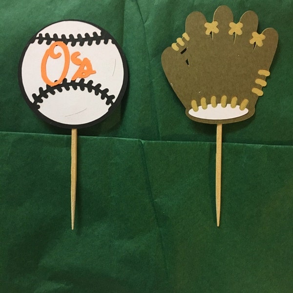 Baseball &amp; Glove Cupcake Toppers, Baseball Toppers, Sport Toppers ...