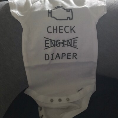 Check Engine Diaper Onesie® | Funny Baby Bodysuit | Car Theme Infant