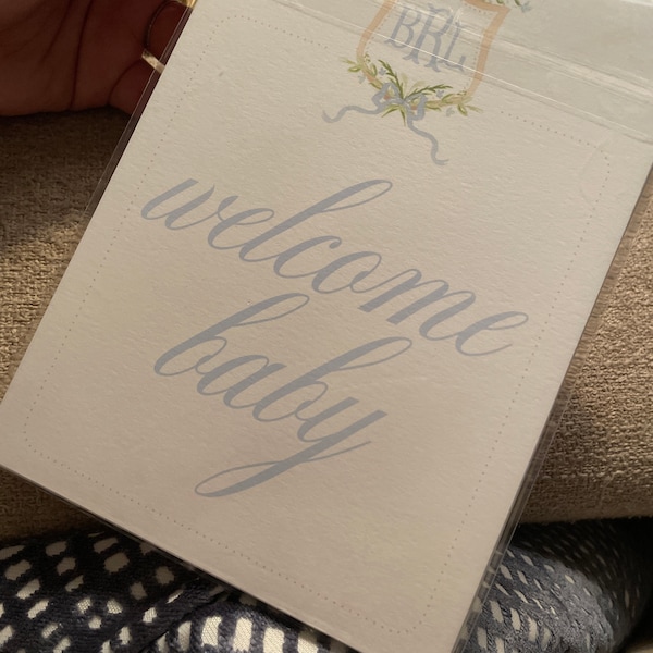 Watercolor Monogram Crest Baby Milestone Cards // Baby // Month Cards ...