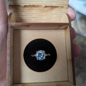 2.50 CT Blue Round Portuguese Cut Moissanite Unique Engagement Ring ...