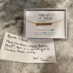 Gold Bar Necklace Handwritten Bar Necklace YOUR HANDWRITING or