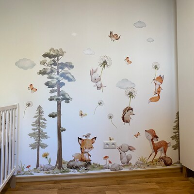 Wandtattoo Waldtiere Für Kinderzimmer – Selbstklebend, 159x95 Cm, Boho Design