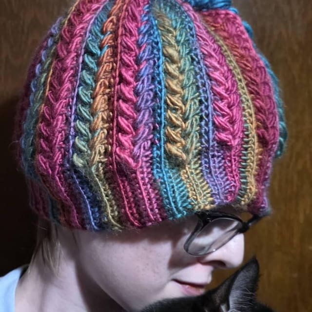 A customer's finished Snowy Wheat Stitch Puff Crochet Beanie Pattern