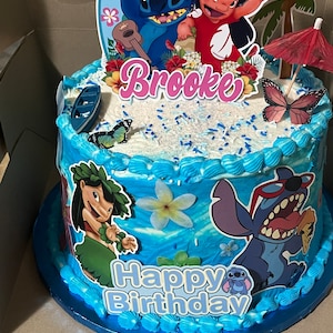 Lilo & Stitch Edible Image Cake Topper Personalized Birthday Sheet Cus -  PartyCreationz