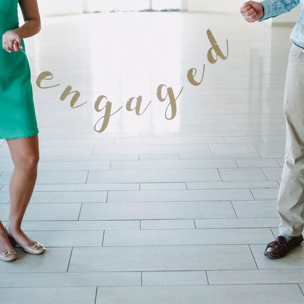 Engaged Banner, Engagement Party, Gold Glitter Party Decorations ...