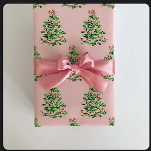 Aesthetic Pink Tree Gift Wrap, Christmas Wrapping Paper, Holiday Gift Wrap  for Her, Holiday Design, Pink Present Package, Pinkmas 