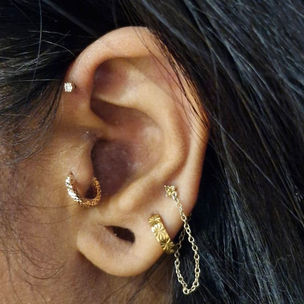 Cartilage Piercing Jewelry PAVOI 14K Gold Plated Sterling Silver Flat Back Stud Earrings - Heart, Moon, Smiley Cartilage Earrings Small Gold Stud Earrings