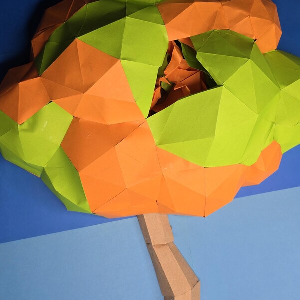 Tree Papercraft 3D DIY Low Poly Paper Crafts Origami Wall Decor ...