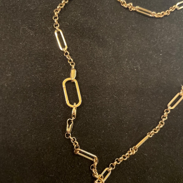 14K 18K Solid Gold Elongated Enhancer, Oval Clasp for Charm Holder ...