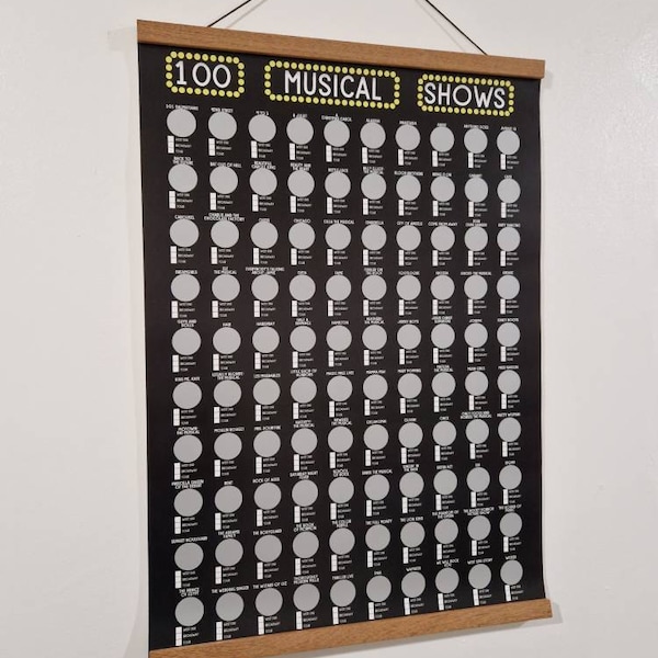 100 Musical Shows Scratch off Poster - Etsy UK