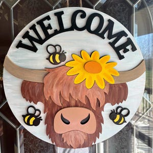 ハートランドビール樽看板　壁掛け　木製看板 ハイランドカウ＆ビーズのウェルカムDIYドアハンガーキット - 丸型未